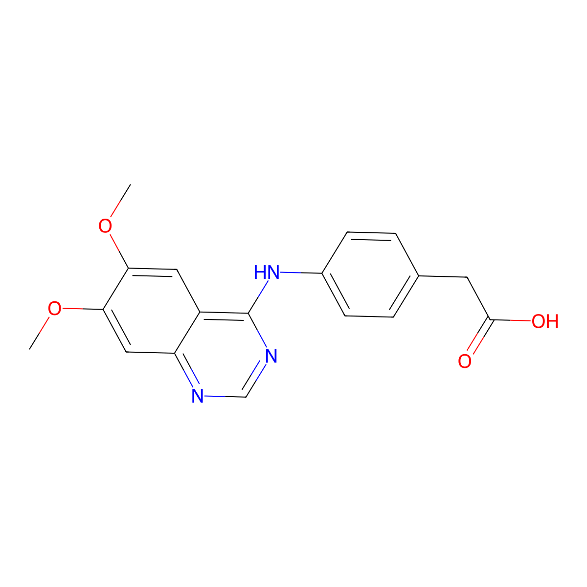 4-[(6,7-dimethoxy-4-quinazolinyl)amino]Benzeneacetic acid molecular structure, CAS 215181-78-5