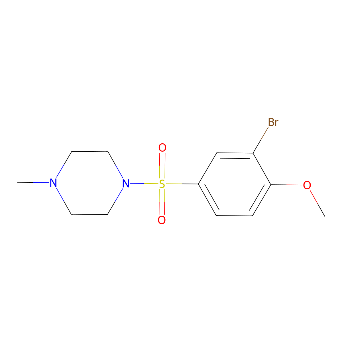 1-((3-Bromo-4-methoxyphenyl)sulfonyl)-4-methylpiperazine molecular structure, CAS 215187-22-7
