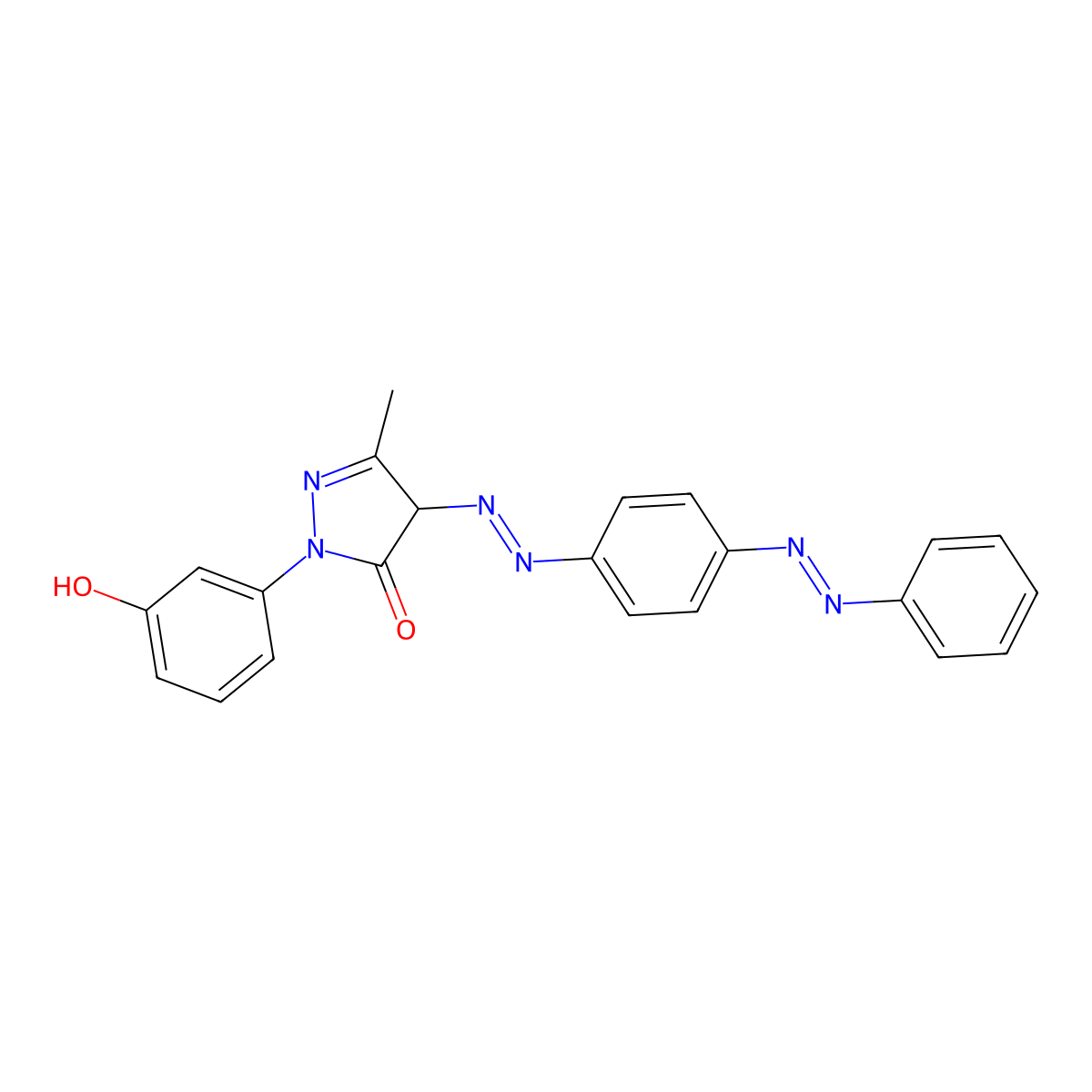 2-Pyrazolin-5-one, 1-(m-hydroxyphenyl)-3-methyl-4-((p-(phenylazo)phenyl)azo)- molecular structure, CAS 21519-06-2