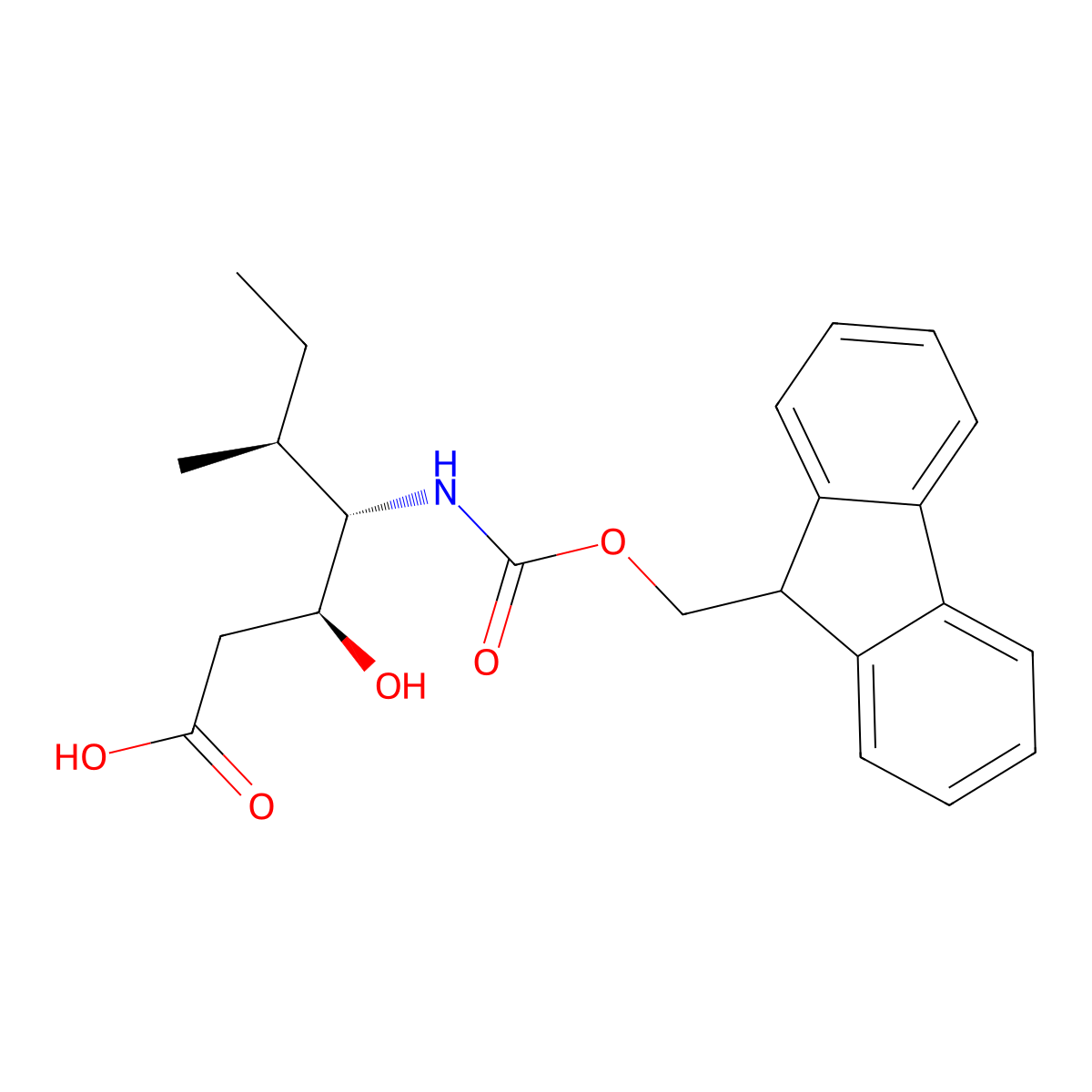 (3S,4S,5S)-4-((((9H-Fluoren-9-yl)methoxy)carbonyl)amino)-3-hydroxy-5-methylheptanoic acid molecular structure, CAS 215190-17-3