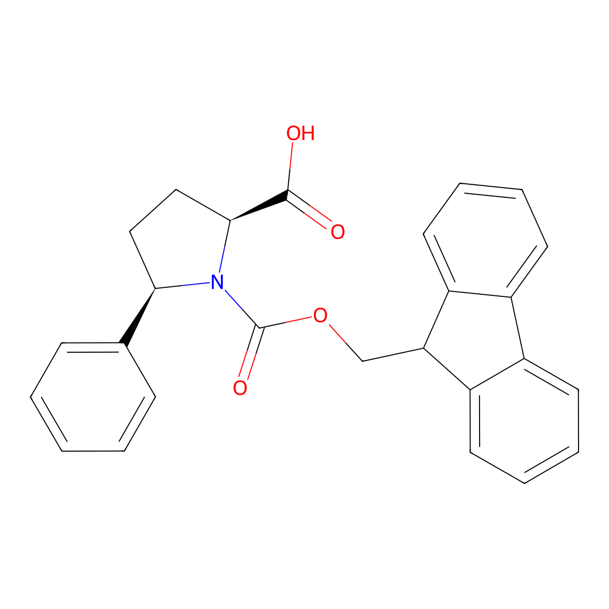 (2S,5R)-1-(((9H-Fluoren-9-yl)methoxy)carbonyl)-5-phenylpyrrolidine-2-carboxylic acid molecular structure, CAS 215190-21-9
