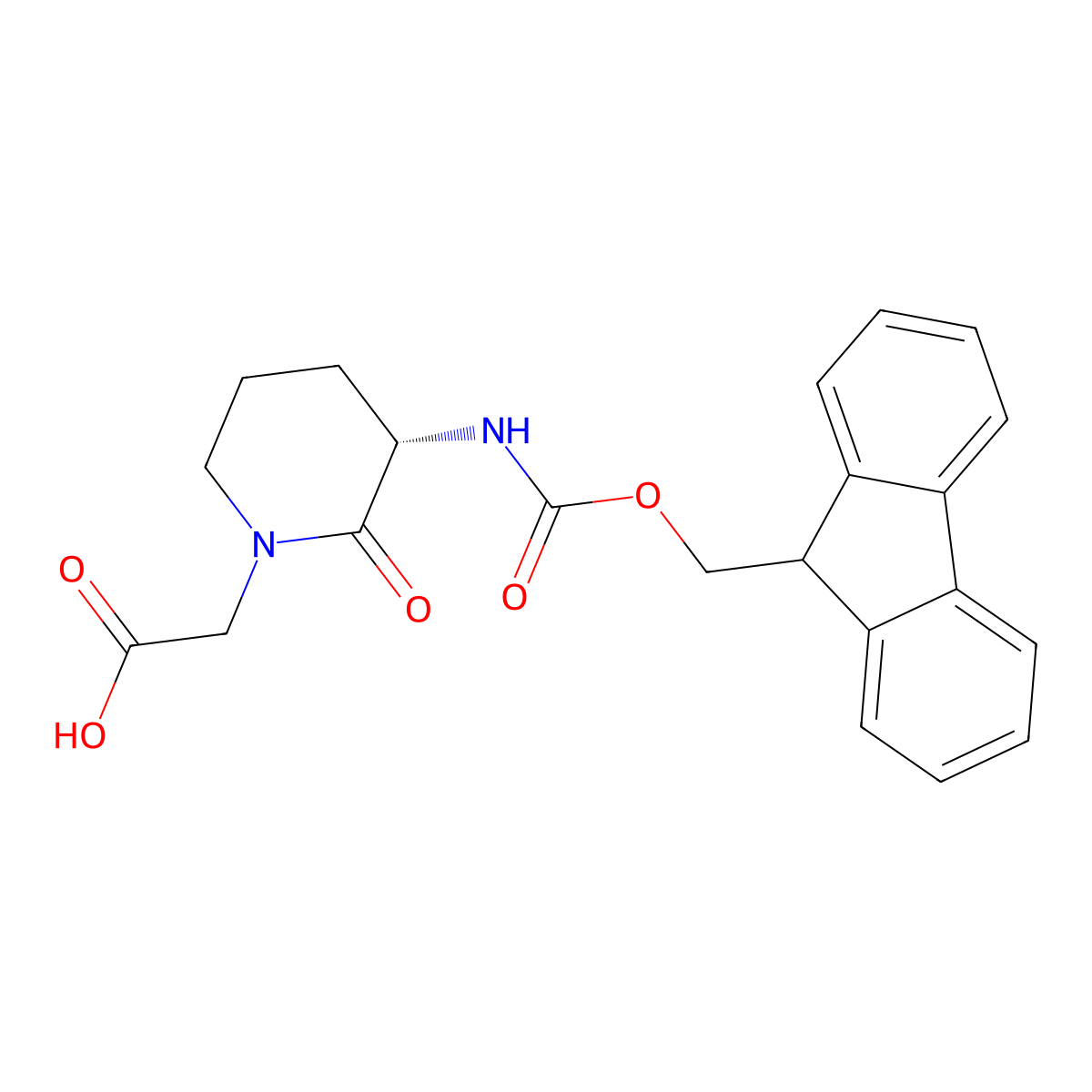 (S)-2-(3-((((9H-Fluoren-9-yl)methoxy)carbonyl)amino)-2-oxopiperidin-1-yl)acetic acid molecular structure, CAS 215190-25-3