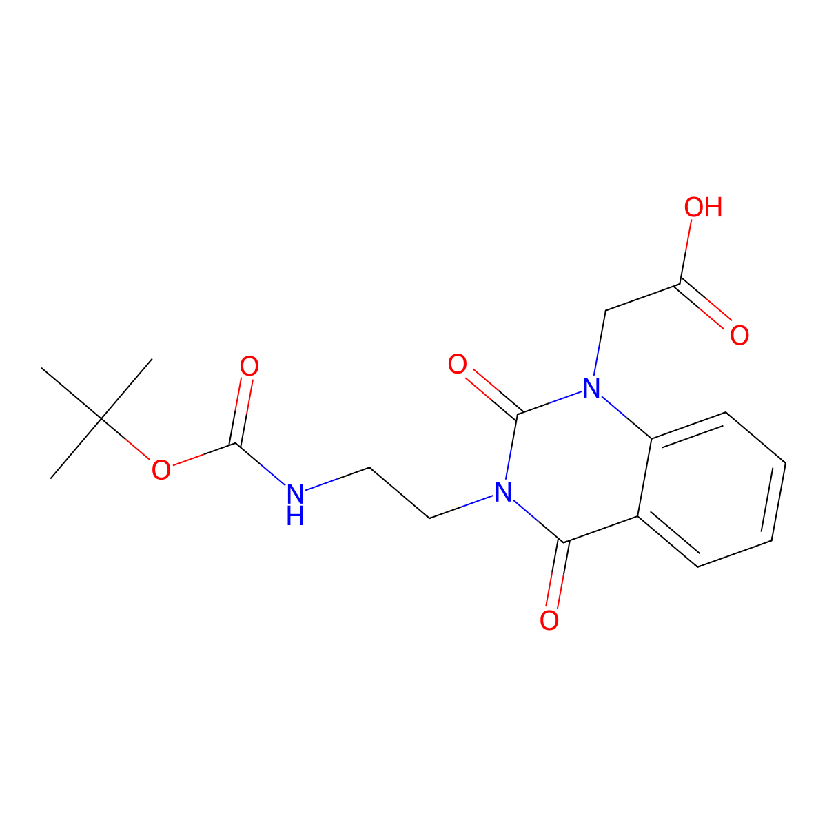 Boc-3-(2-aminoethyl)-1-carboxymethylquinazoline-2,4-dione molecular structure, CAS 215190-30-0