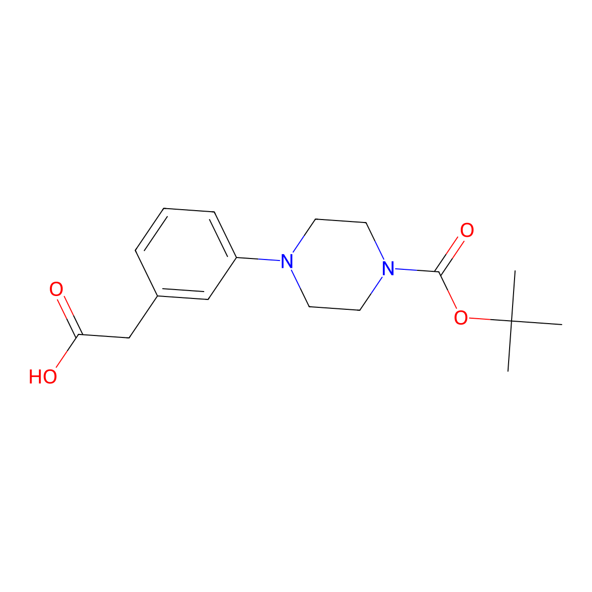 2-(3-(4-(tert-Butoxycarbonyl)piperazin-1-yl)phenyl)acetic acid molecular structure, CAS 2151904-70-8
