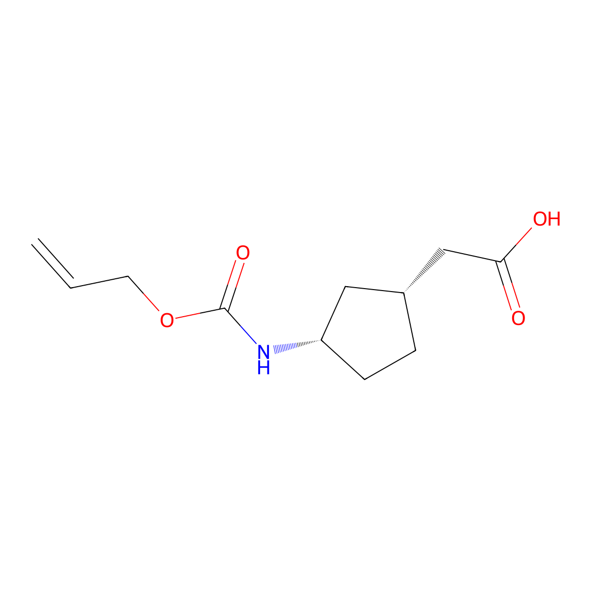 rac-2-[(1R,3S)-3-{[(prop-2-en-1-yloxy)carbonyl]amino}cyclopentyl]acetic acid molecular structure, CAS 2151949-80-1