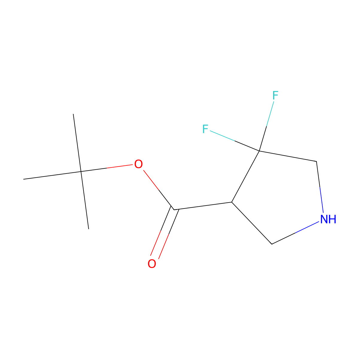 Tert-butyl 4,4-difluoropyrrolidine-3-carboxylate molecular structure, CAS 2151971-61-6