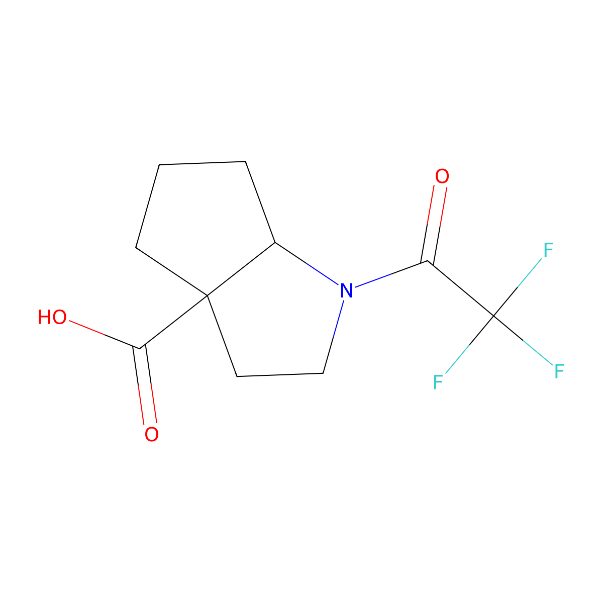 1-(Trifluoroacetyl)-octahydrocyclopenta[b]pyrrole-3a-carboxylic acid molecular structure, CAS 2151992-56-0