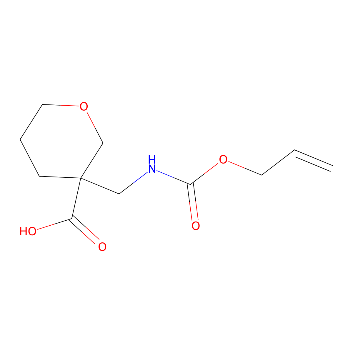 3-({[(Prop-2-en-1-yloxy)carbonyl]amino}methyl)oxane-3-carboxylic acid molecular structure, CAS 2151999-16-3
