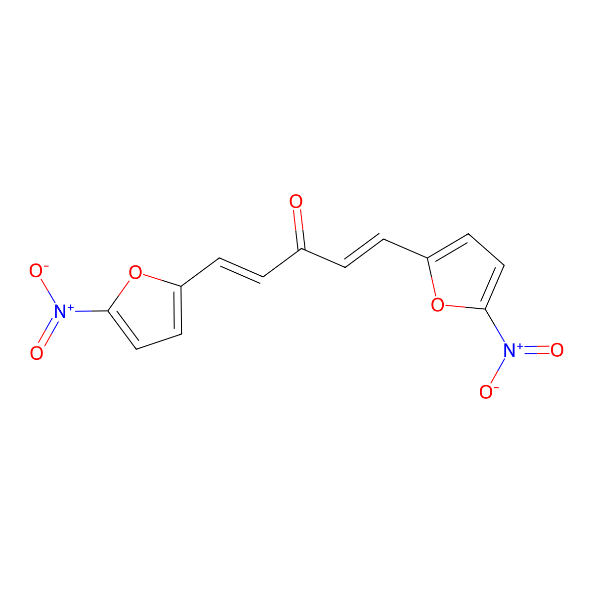 1,5-Bis(5-nitro-2-furanyl)-1,4-pentadien-3-one molecular structure, CAS 2152-70-7