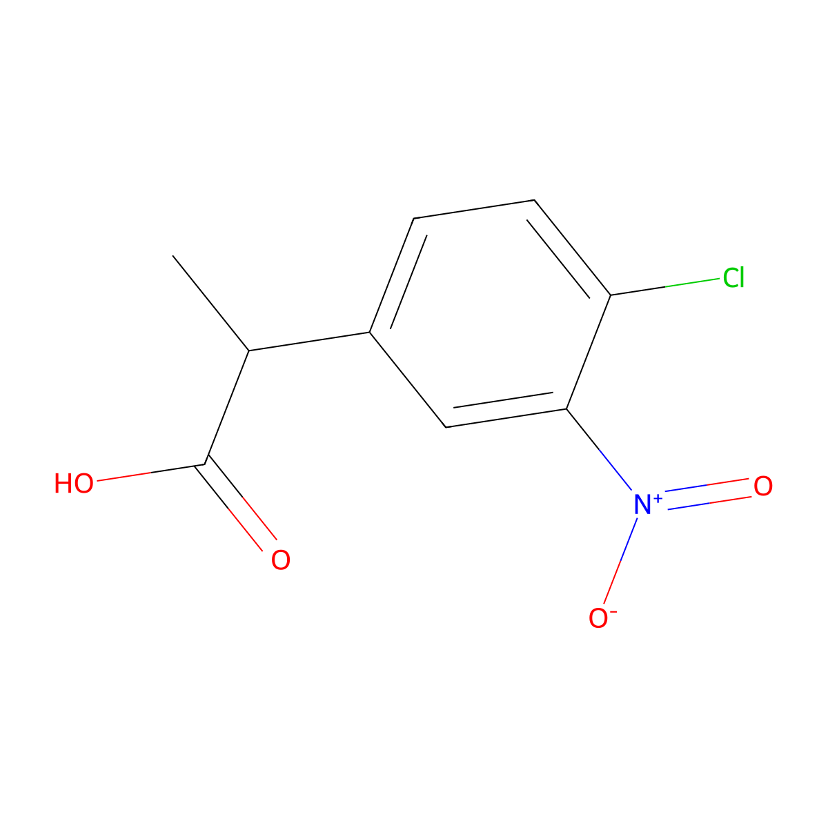 2-(4-Chloro-3-nitrophenyl)propanoic acid molecular structure, CAS 21520-26-3