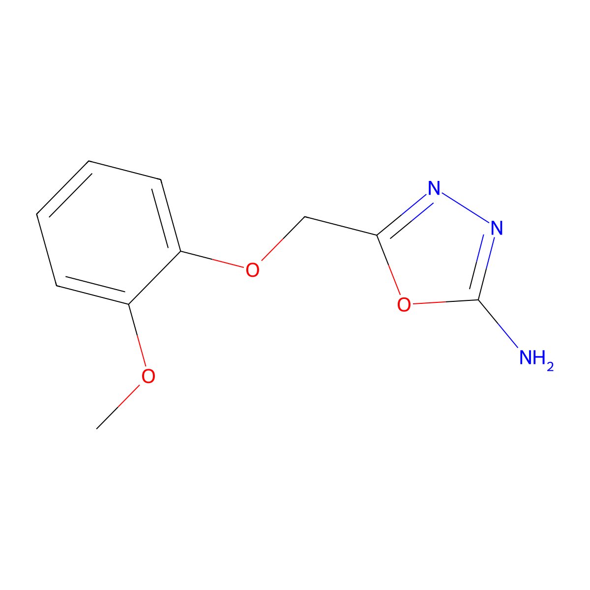 5-[(2-Methoxyphenoxy)methyl]-1,3,4-oxadiazol-2-amine molecular structure, CAS 21520-94-5