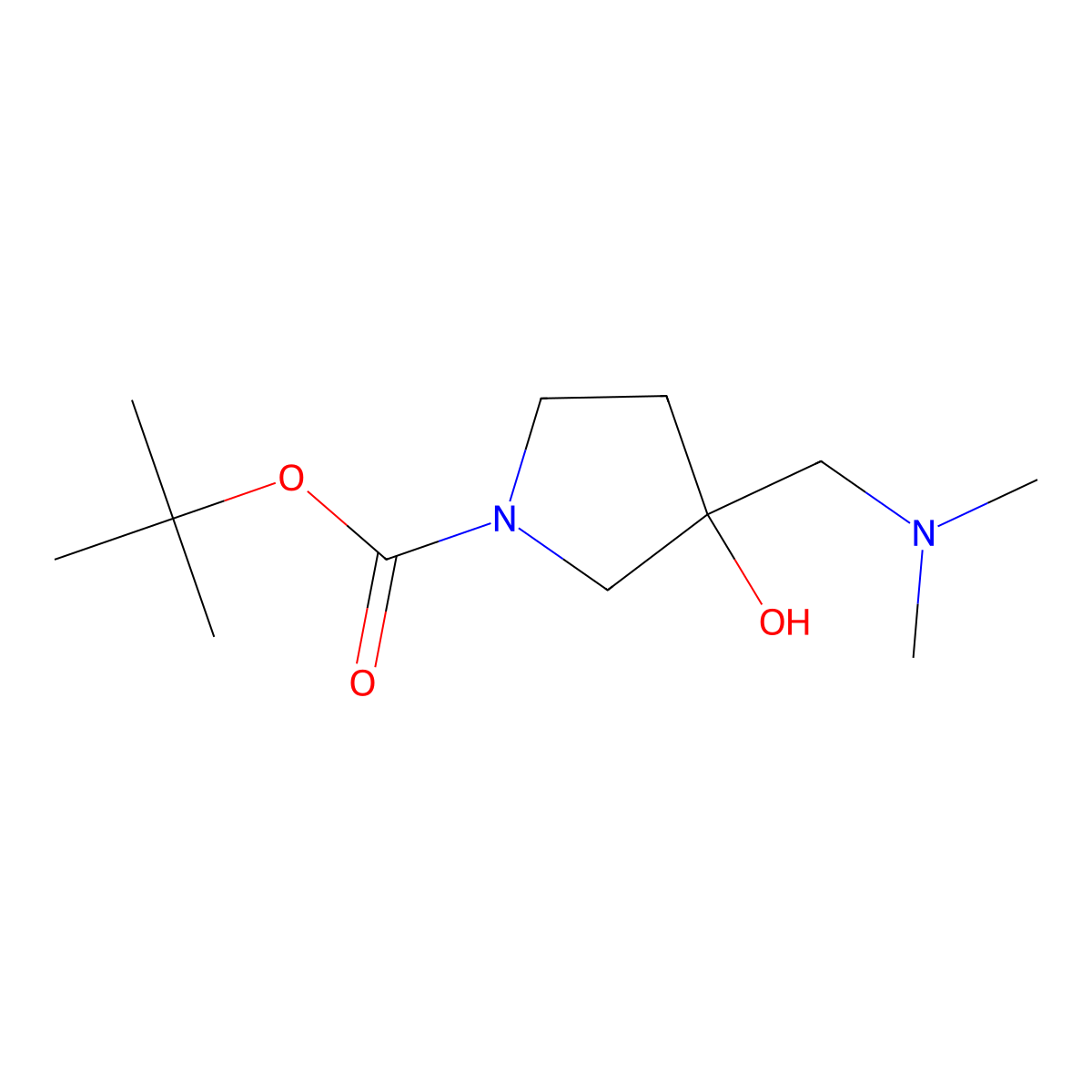 Tert-butyl 3-[(dimethylamino)methyl]-3-hydroxypyrrolidine-1-carboxylate molecular structure, CAS 2152003-87-5
