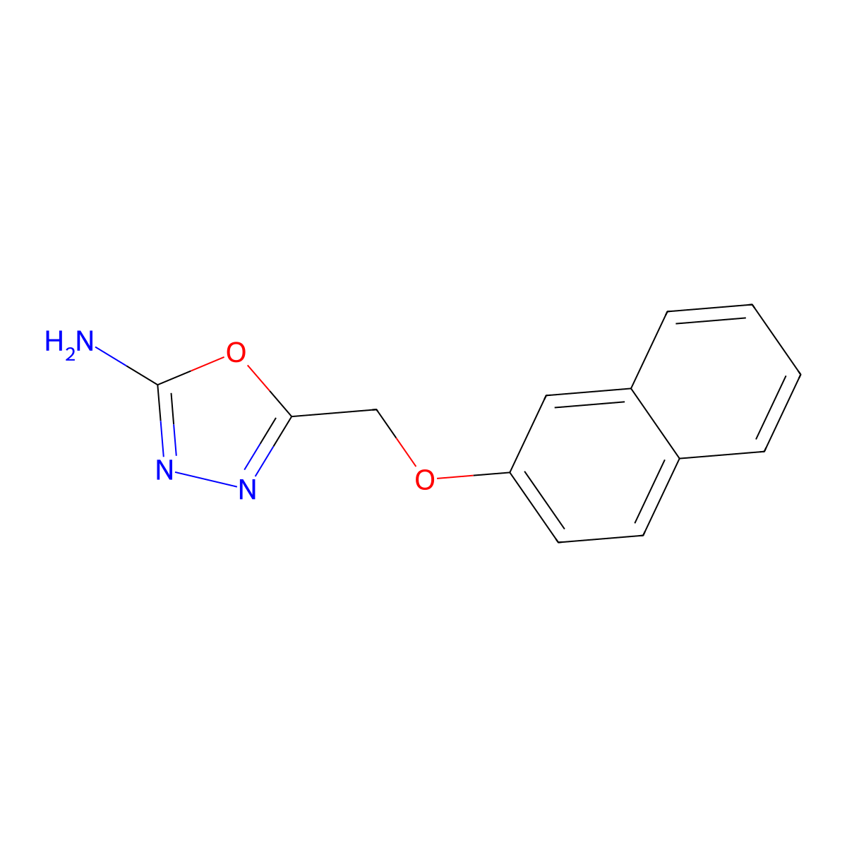 5-[(2-Naphthyloxy)methyl]-1,3,4-oxadiazol-2-amine molecular structure, CAS 21521-03-9