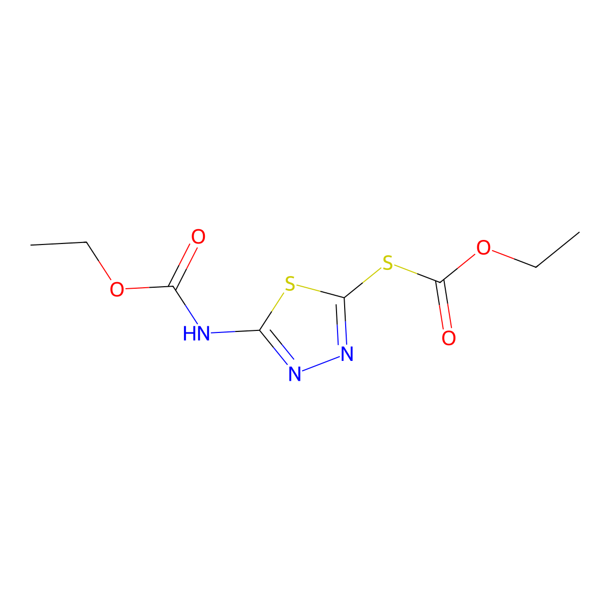 S-(5-((Ethoxycarbonyl)amino)-1,3,4-thiadiazol-2-yl) O-ethyl thiocarbonate molecular structure, CAS 21521-73-3
