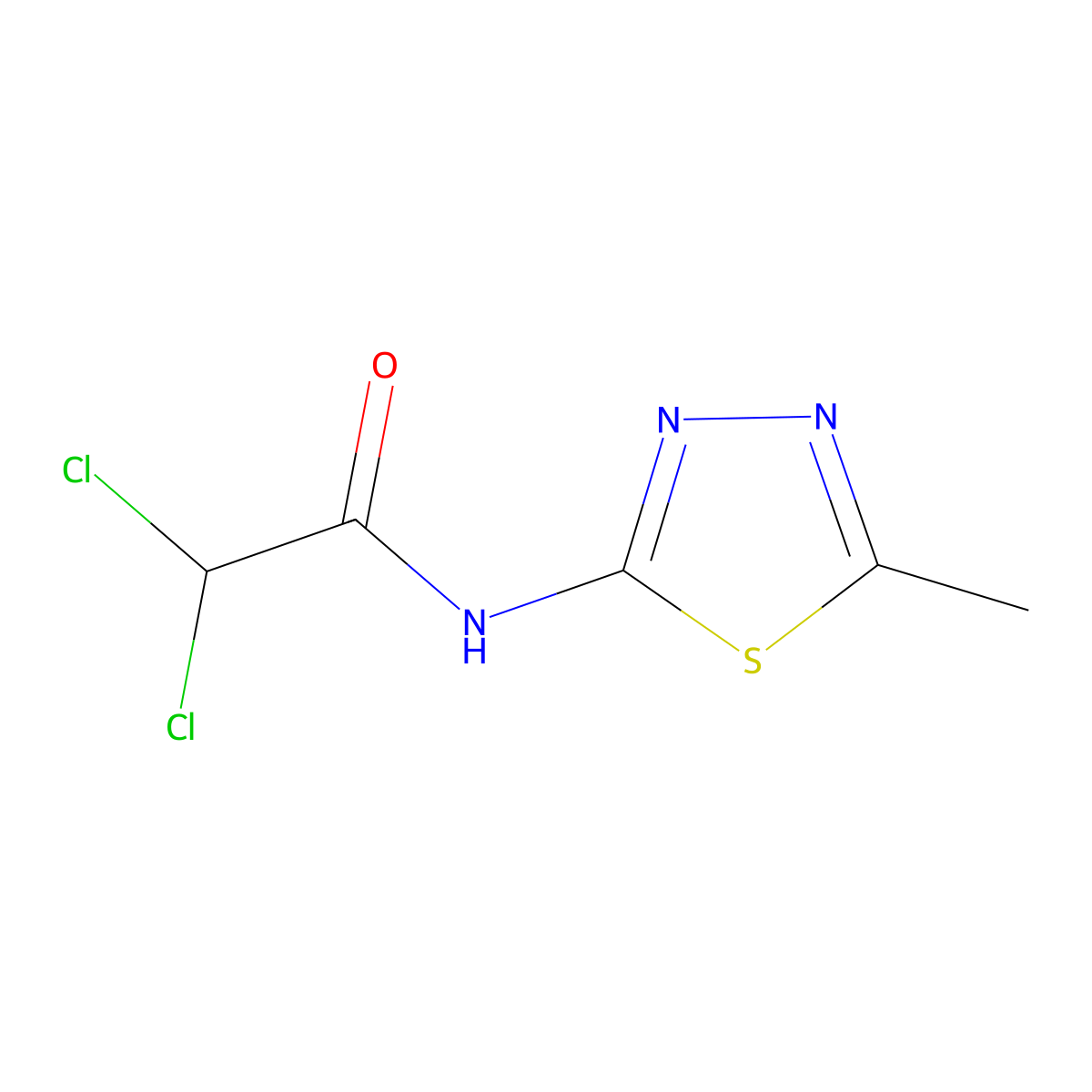2,2-Dichloro-n-(5-methyl-1,3,4-thiadiazol-2-yl)acetamide molecular structure, CAS 21521-88-0