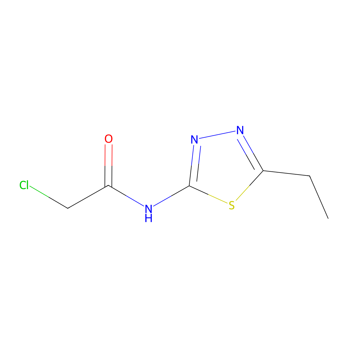 2-Chloro-N-(5-ethyl-1,3,4-thiadiazol-2-yl)acetamide molecular structure, CAS 21521-90-4