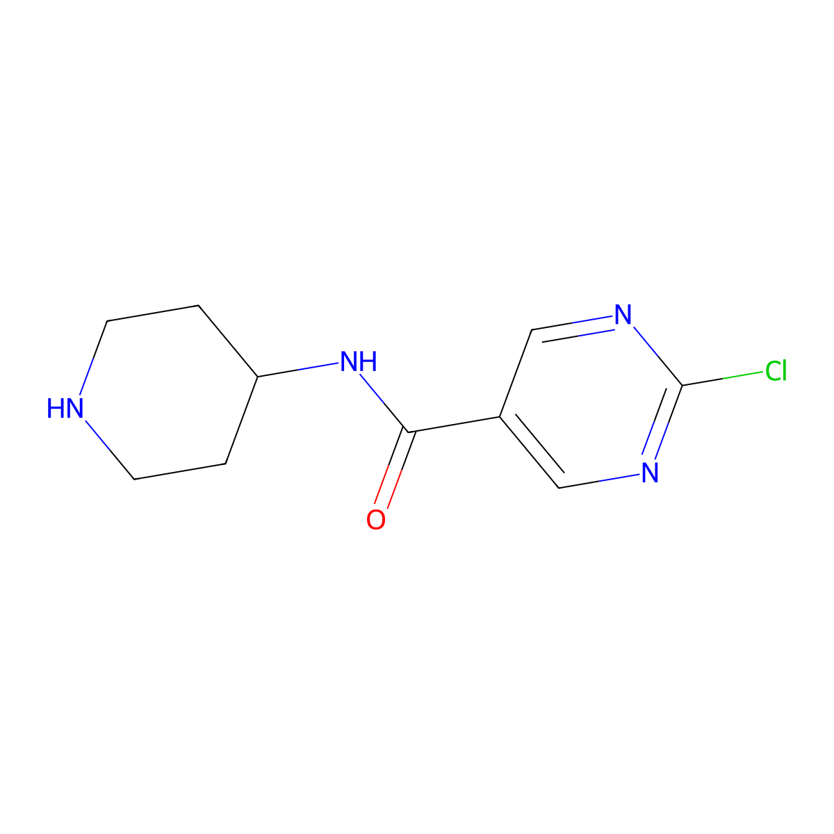 2-chloro-N-(piperidin-4-yl)pyrimidine-5-carboxamide molecular structure, CAS 2152227-42-2