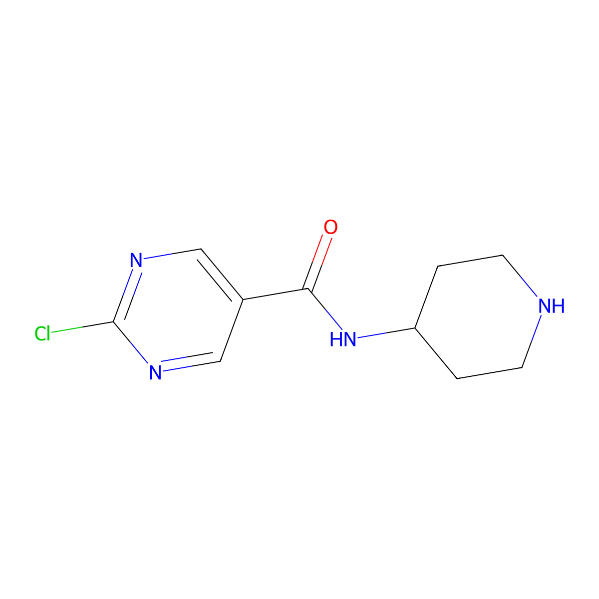 2-chloro-N-(piperidin-4-yl)pyrimidine-5-carboxamide molecular structure, CAS 2152227-42-2