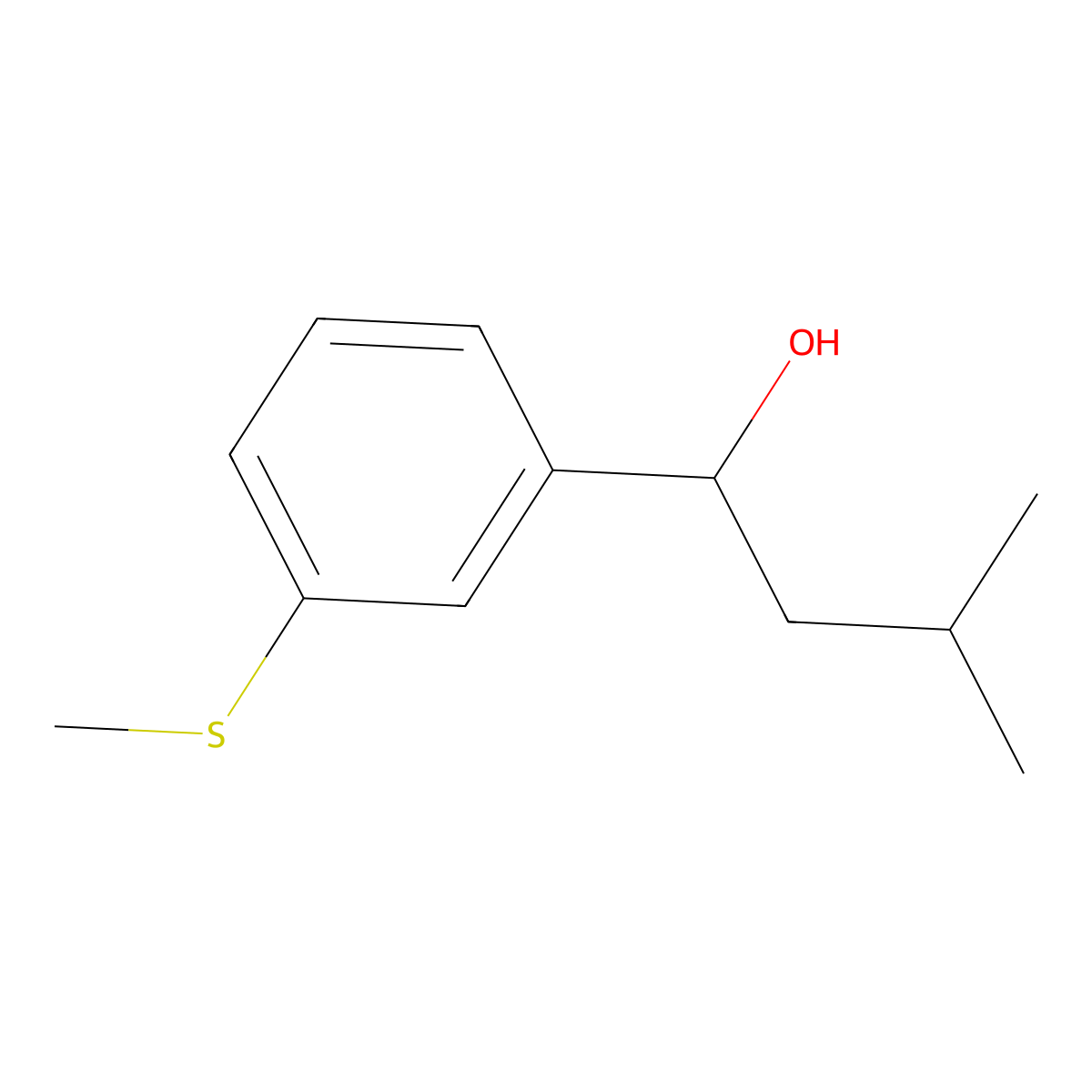 3-Methyl-1-(3-(methylthio)phenyl)butan-1-ol molecular structure, CAS 2152237-30-2