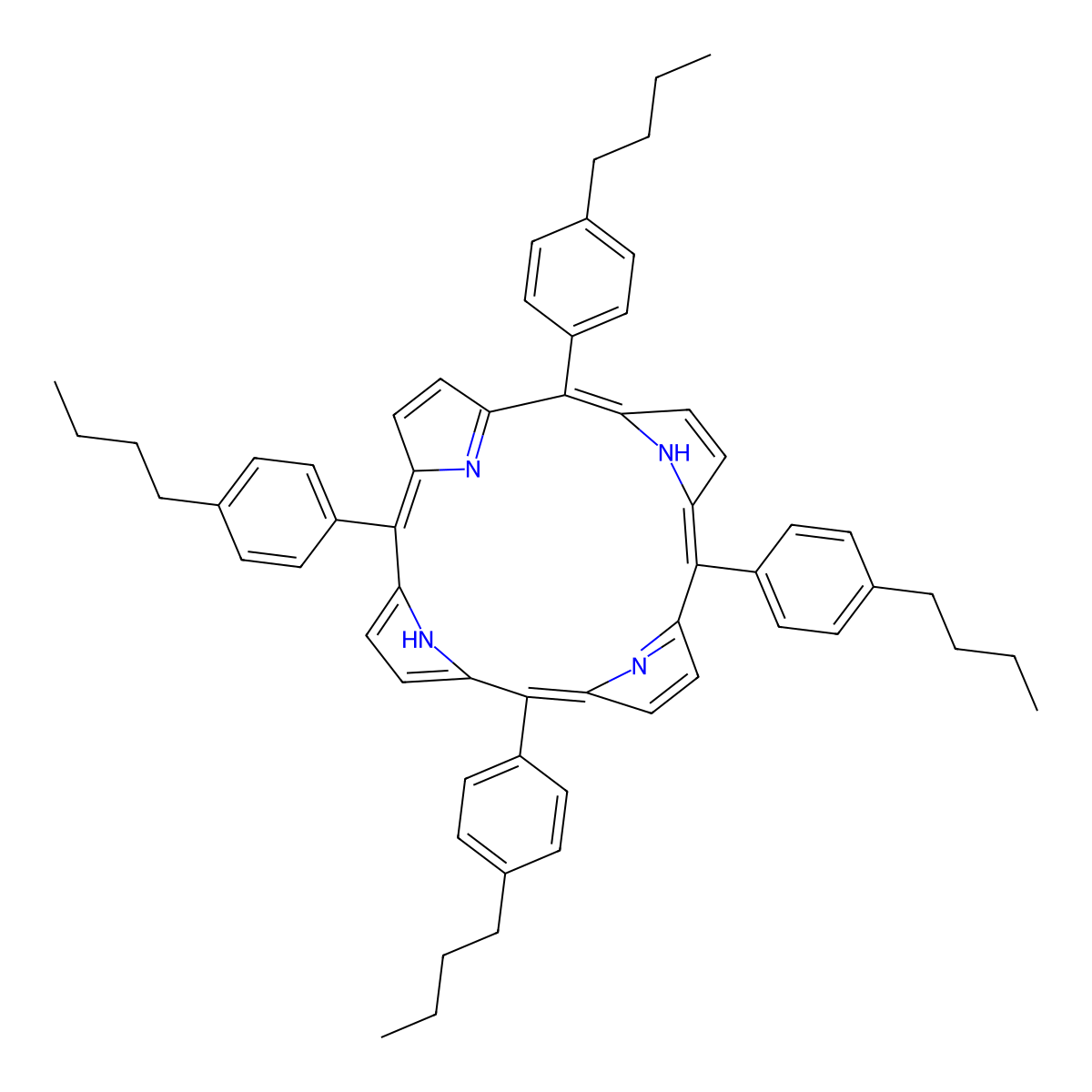 meso-Tetra (4-n-butylphenyl) Porphine molecular structure, CAS 215227-70-6