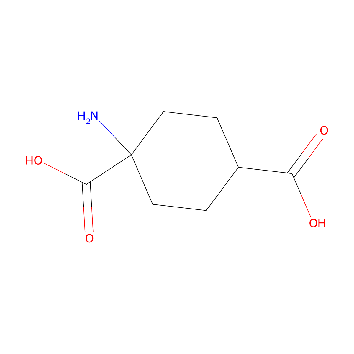 1-Aminocyclohexane-1,4-dicarboxylic acid molecular structure, CAS 215229-17-7
