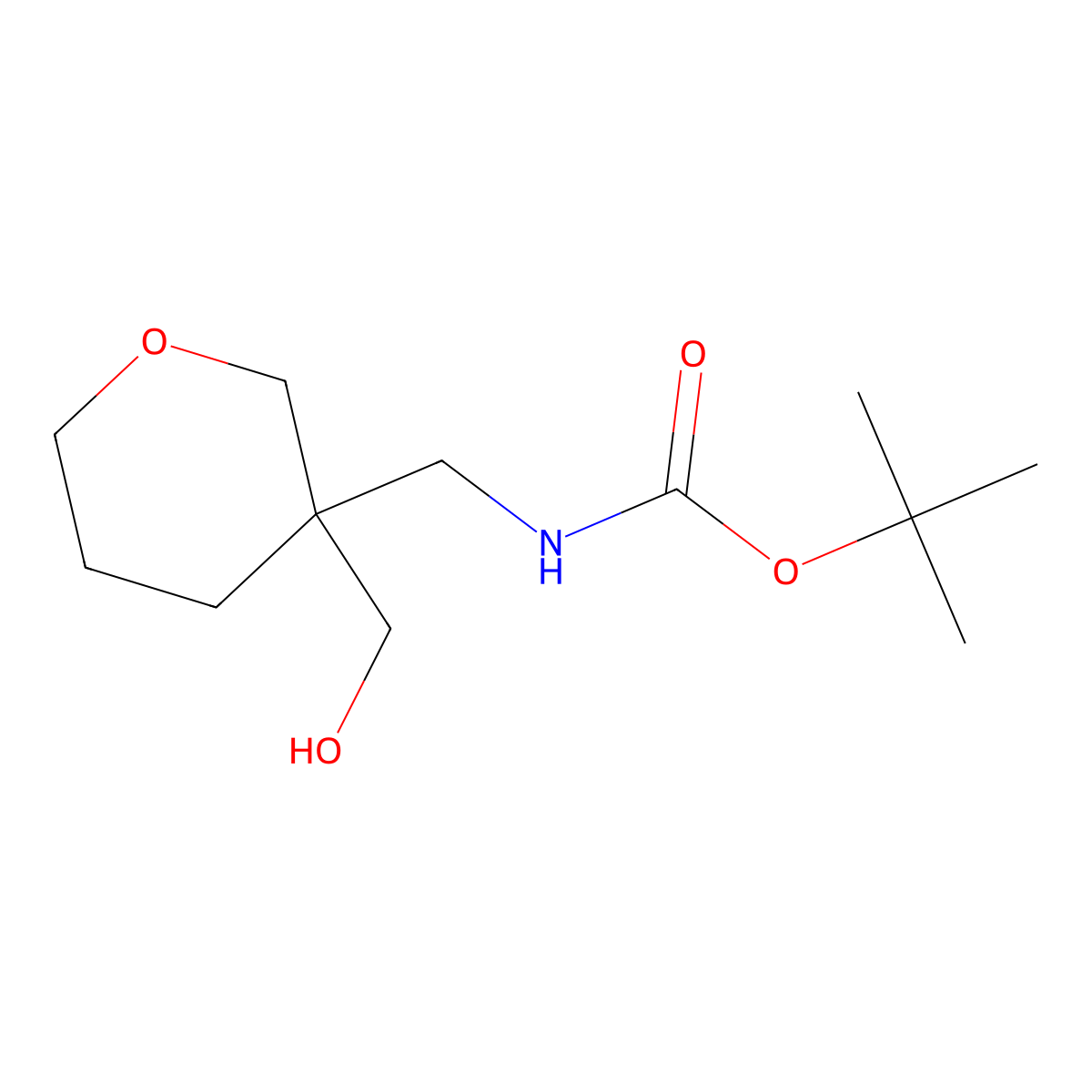 Tert-butyl N-[[3-(hydroxymethyl)oxan-3-yl]methyl]carbamate molecular structure, CAS 2152290-49-6