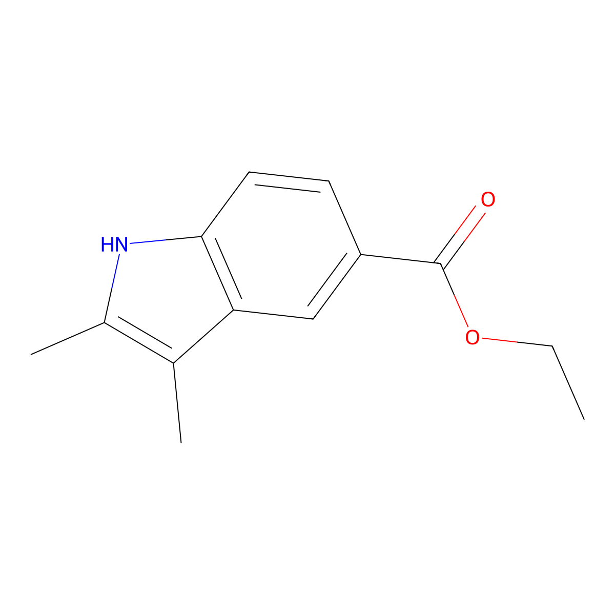 Ethyl 2,3-dimethyl-1H-indole-5-carboxylate molecular structure, CAS 21523-62-6