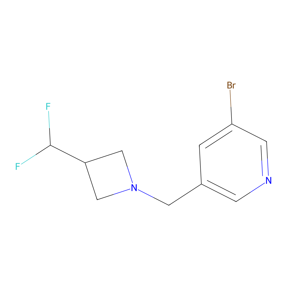 3-Bromo-5-{[3-(difluoromethyl)azetidin-1-yl]methyl}pyridine molecular structure, CAS 2152335-51-6