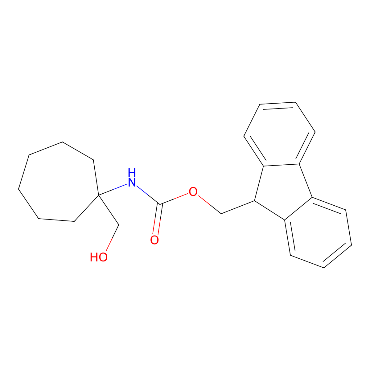 (9H-fluoren-9-yl)methyl N-[1-(hydroxymethyl)cycloheptyl]carbamate molecular structure, CAS 2152340-77-5