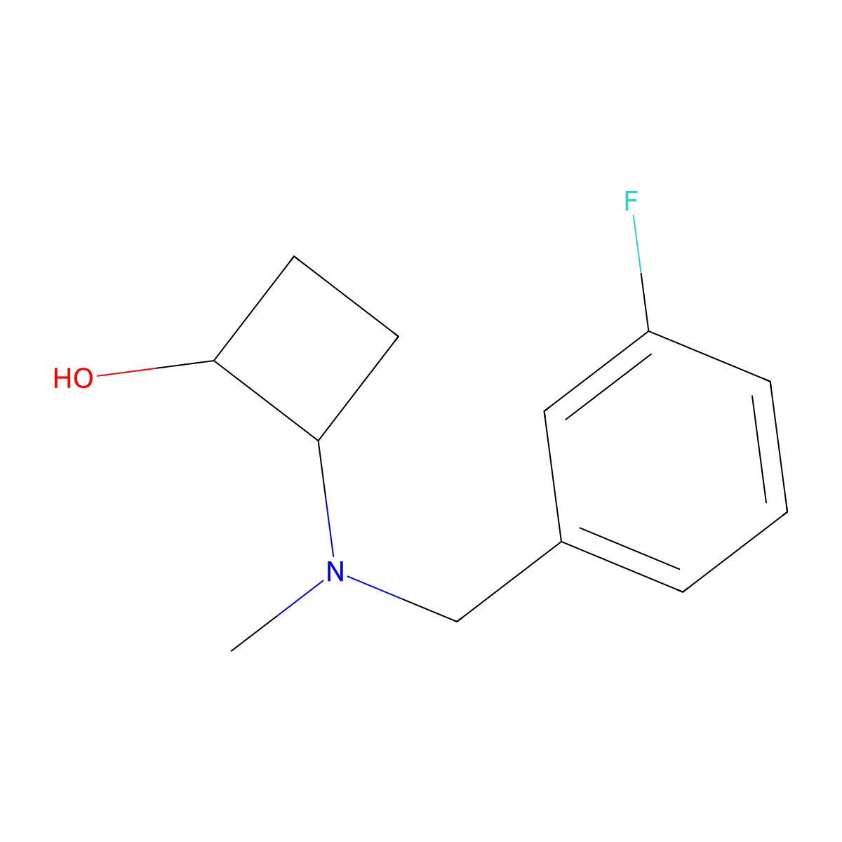 2-{[(3-Fluorophenyl)methyl](methyl)amino}cyclobutan-1-ol molecular structure, CAS 2152355-84-3