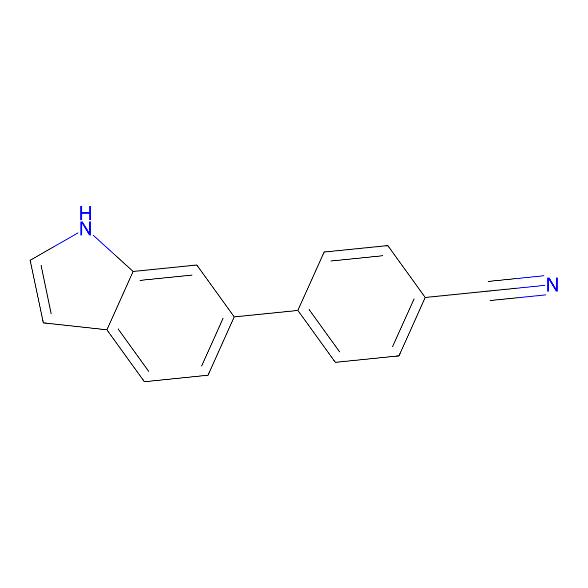 4-(1H-indol-6-yl)benzonitrile molecular structure, CAS 215237-43-7