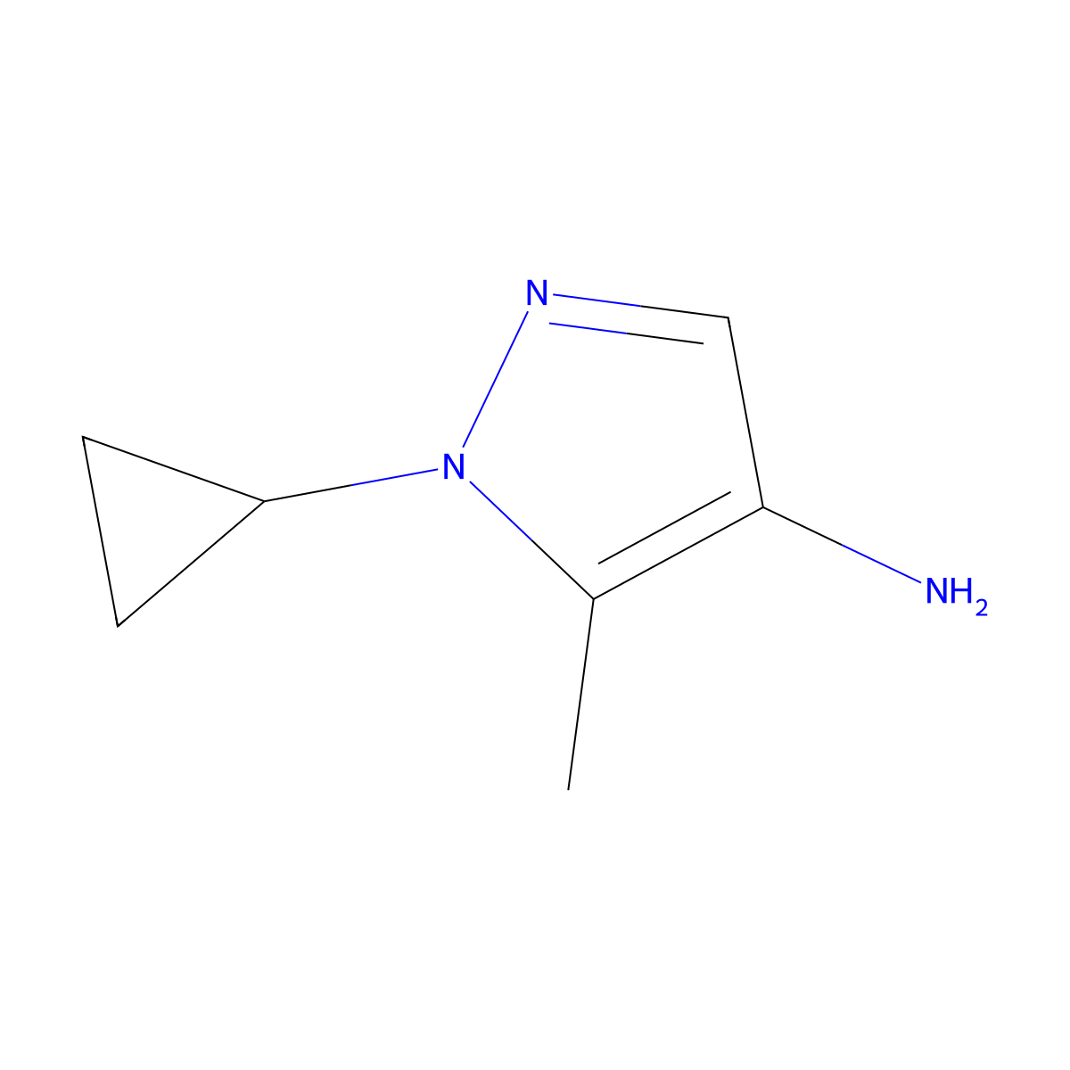 1-cyclopropyl-5-methyl-1H-pyrazol-4-amine molecular structure, CAS 2152414-62-3