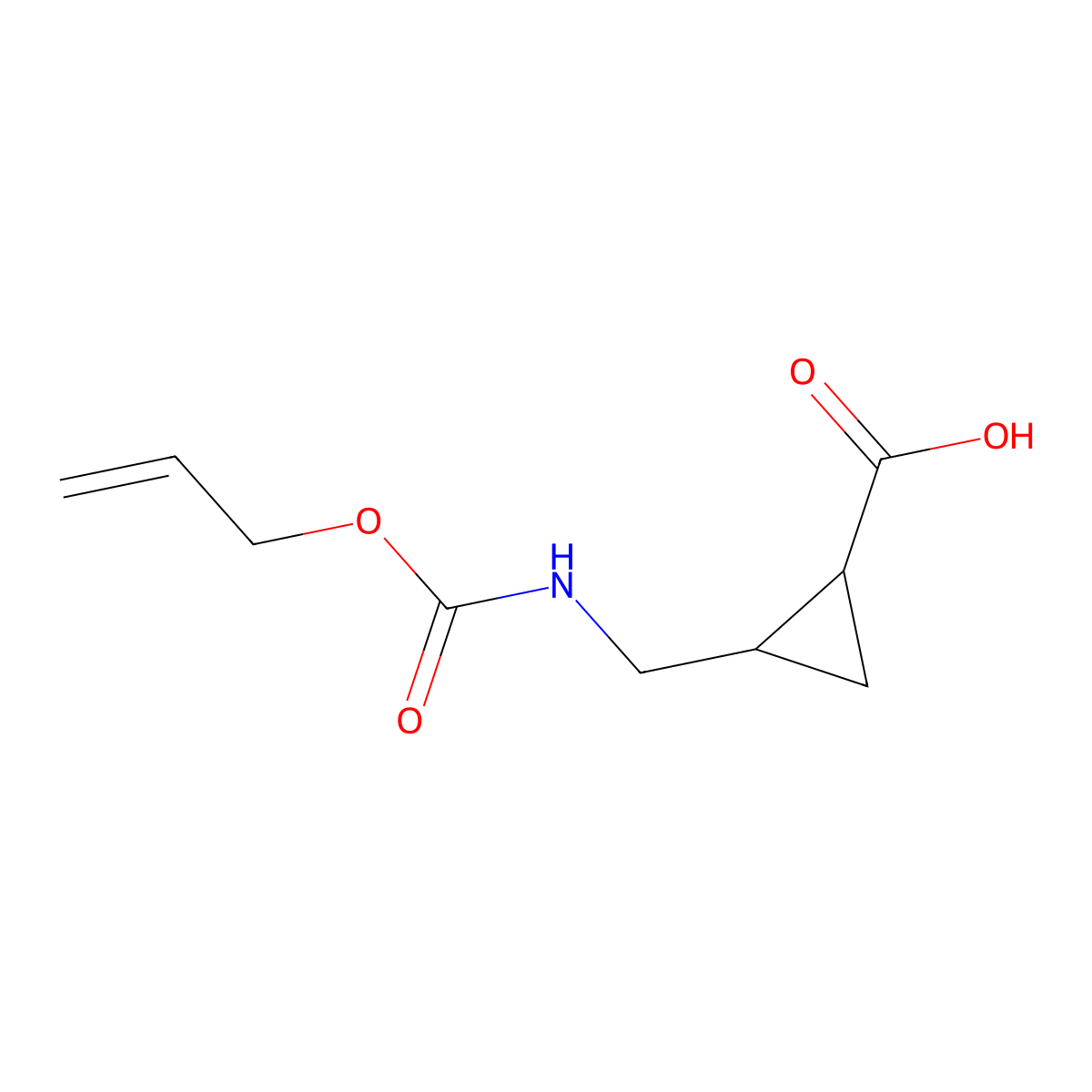 rac-(1R,2S)-2-({[(prop-2-en-1-yloxy)carbonyl]amino}methyl)cyclopropane-1-carboxylic acid molecular structure, CAS 2152457-94-6