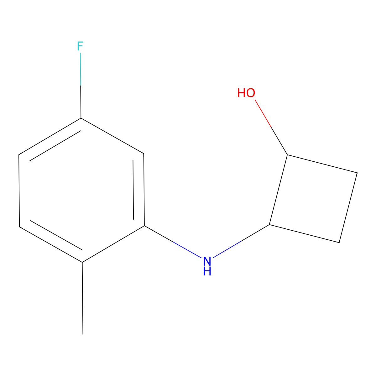 2-[(5-Fluoro-2-methylphenyl)amino]cyclobutan-1-ol molecular structure, CAS 2152471-28-6