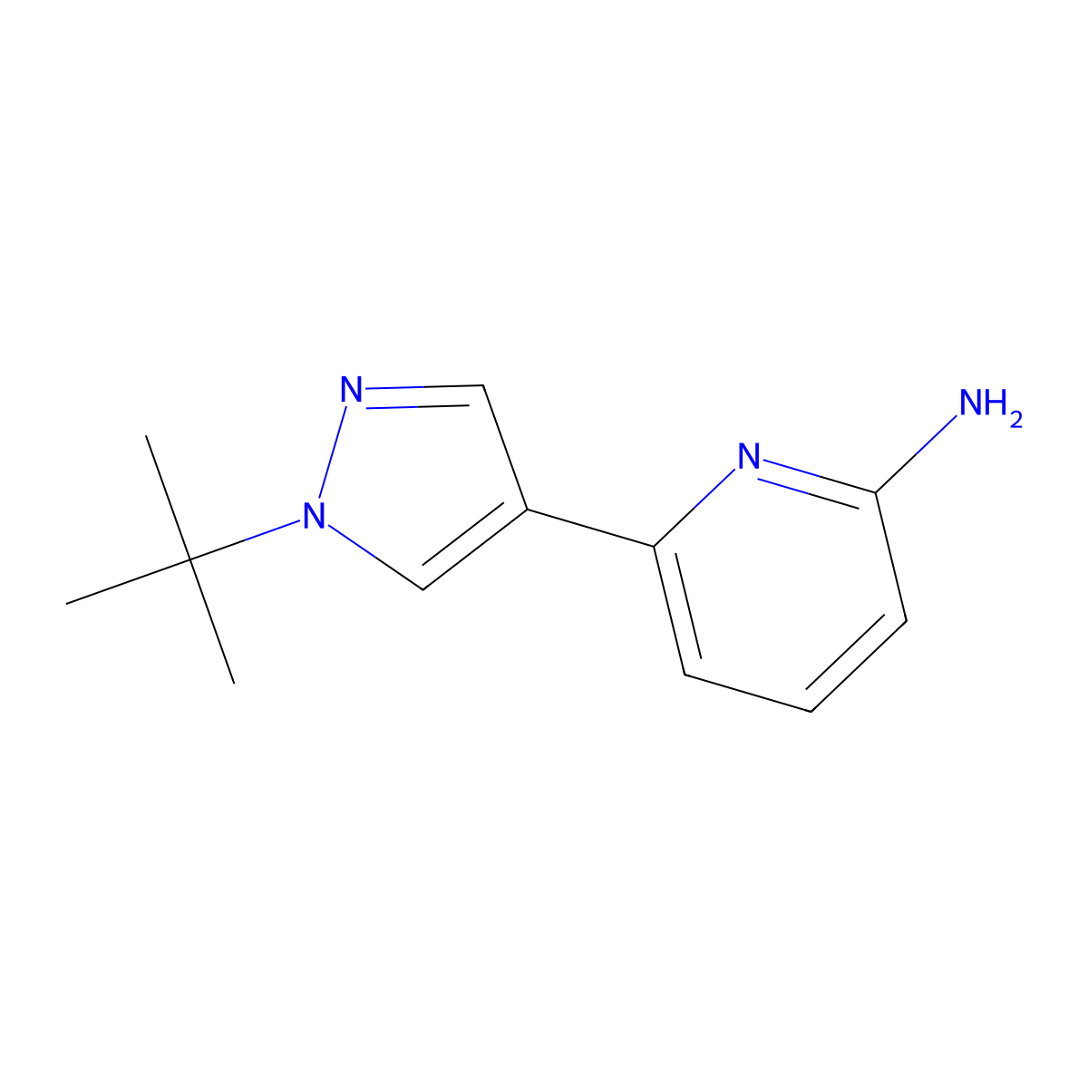 6-[1-(1,1-Dimethylethyl)-1H-pyrazol-4-yl]-2-pyridinamine molecular structure, CAS 2152477-94-4
