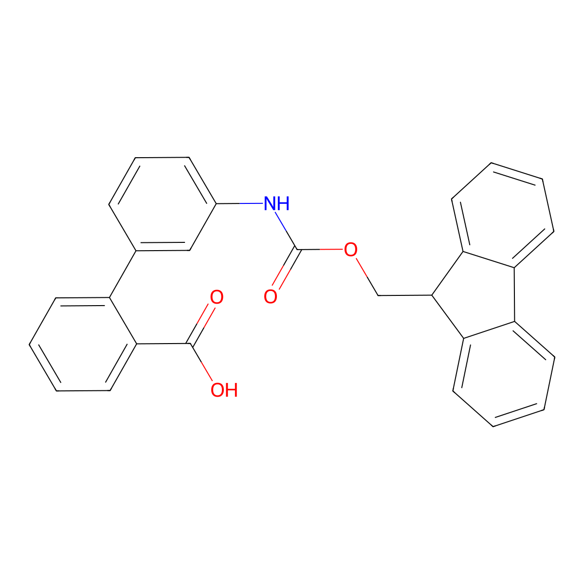 3'-({[(9H-Fluoren-9-yl)methoxy]carbonyl}amino)[1,1'-biphenyl]-2-carboxylic acid molecular structure, CAS 215248-44-5