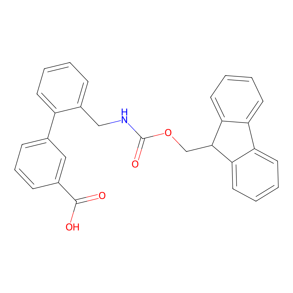 3-{2-[({[(9H-fluoren-9-yl)methoxy]carbonyl}amino)methyl]phenyl}benzoic acid molecular structure, CAS 215248-49-0