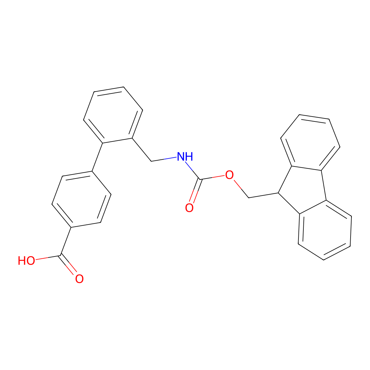 4-{2-[({[(9H-fluoren-9-yl)methoxy]carbonyl}amino)methyl]phenyl}benzoic acid molecular structure, CAS 215248-52-5