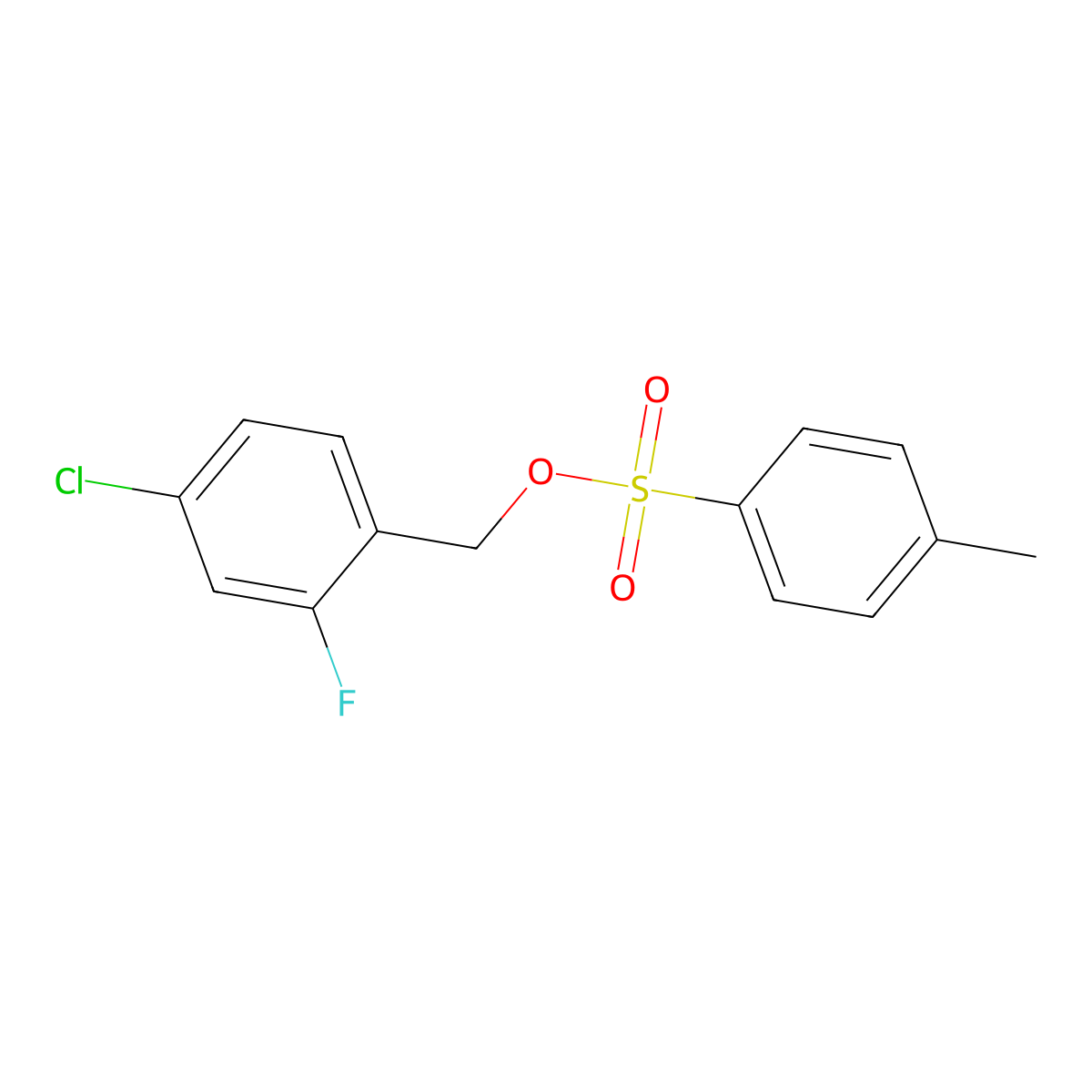 (4-Chloro-2-fluorophenyl)methyl 4-methylbenzene-1-sulfonate molecular structure, CAS 2152500-39-3