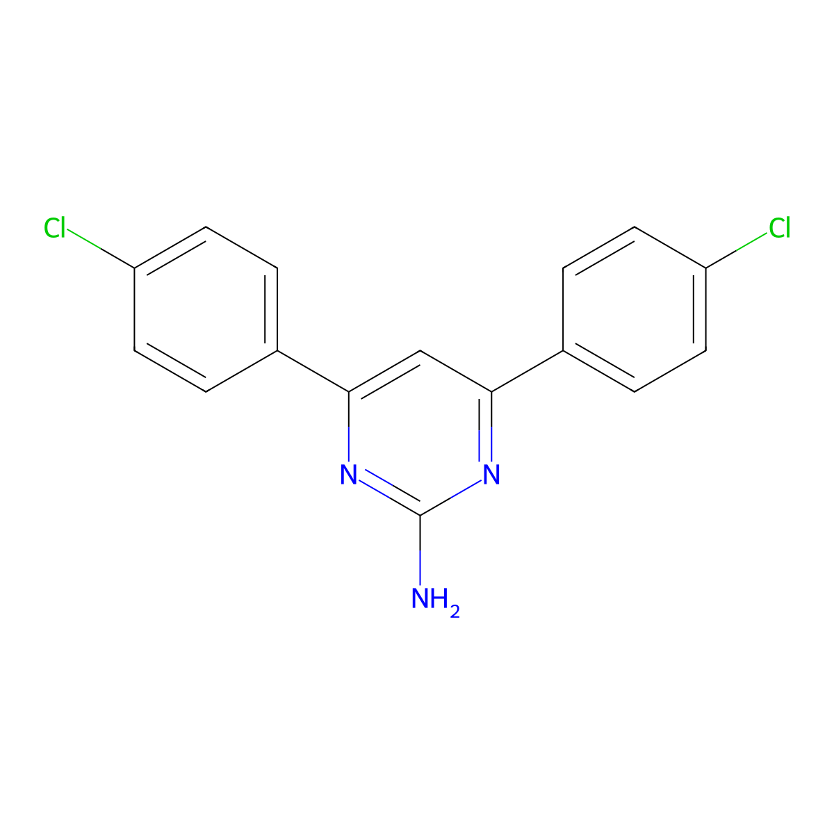 4,6-Bis(4-chlorophenyl)pyrimidin-2-amine molecular structure, CAS 215257-64-0