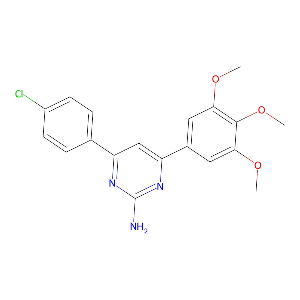 4-(4-Chlorophenyl)-6-(3,4,5-trimethoxyphenyl)pyrimidin-2-amine molecular structure, CAS 215257-68-4