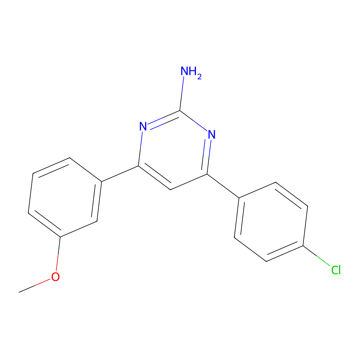 4-(4-Chlorophenyl)-6-(3-methoxyphenyl)pyrimidin-2-amine molecular structure, CAS 215257-69-5