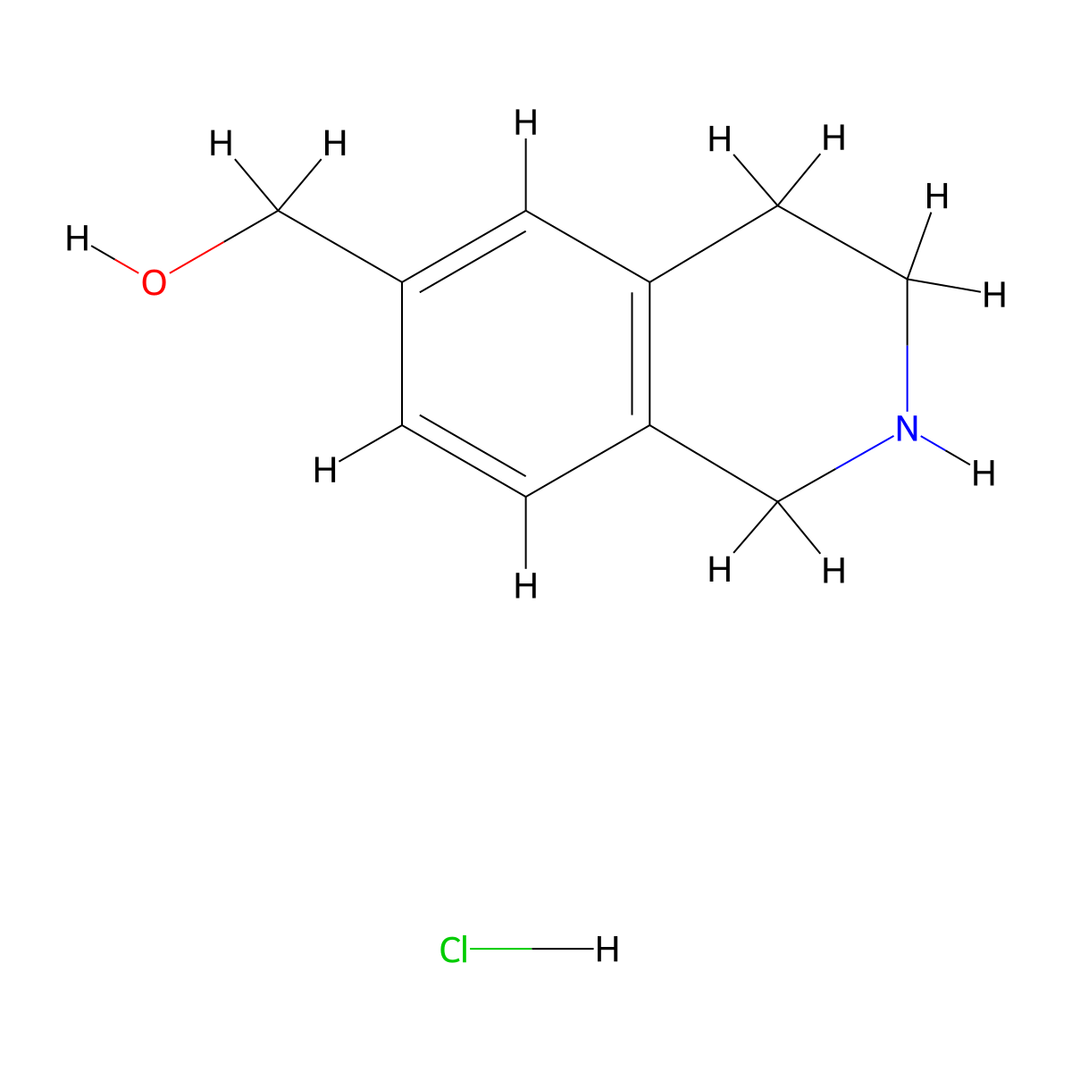(1,2,3,4-Tetrahydroisoquinolin-6-yl)methanol hydrochloride molecular structure, CAS 2152637-00-6