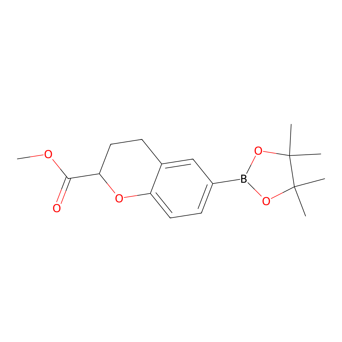 2-Methoxycarbonyl-3,4-dihydro-2H-benzopyran-6-boronic acid pinacol ester molecular structure, CAS 2152654-65-2