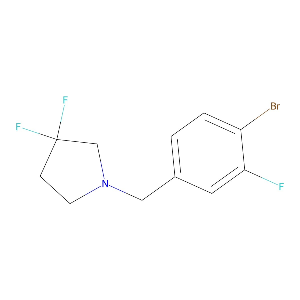 1-(4-Bromo-3-fluoro-benzyl)-3,3-difluoro-pyrrolidine molecular structure, CAS 2152775-63-6