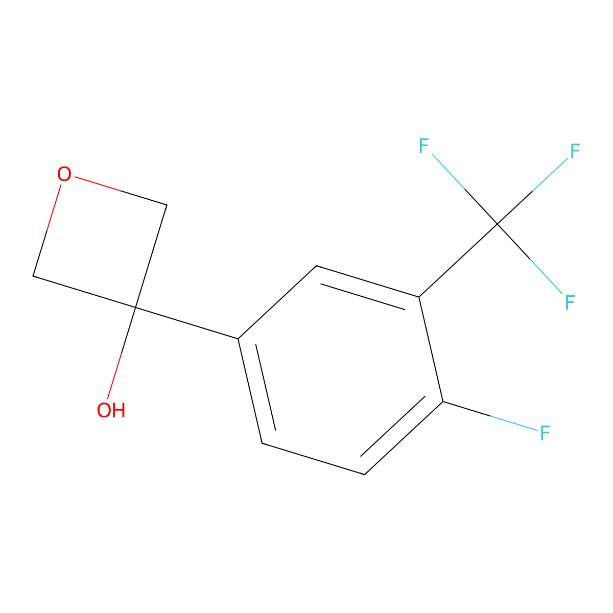 3-(4-Fluoro-3-(trifluoromethyl)phenyl)oxetan-3-ol molecular structure, CAS 2152842-77-6