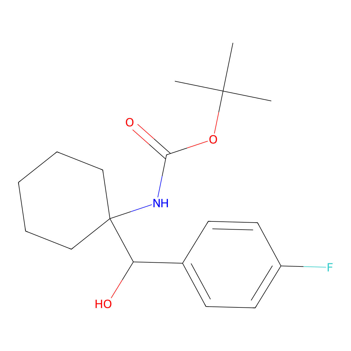 tert-butyl N-{1-[(4-fluorophenyl)(hydroxy)methyl]cyclohexyl}carbamate molecular structure, CAS 2152922-34-2