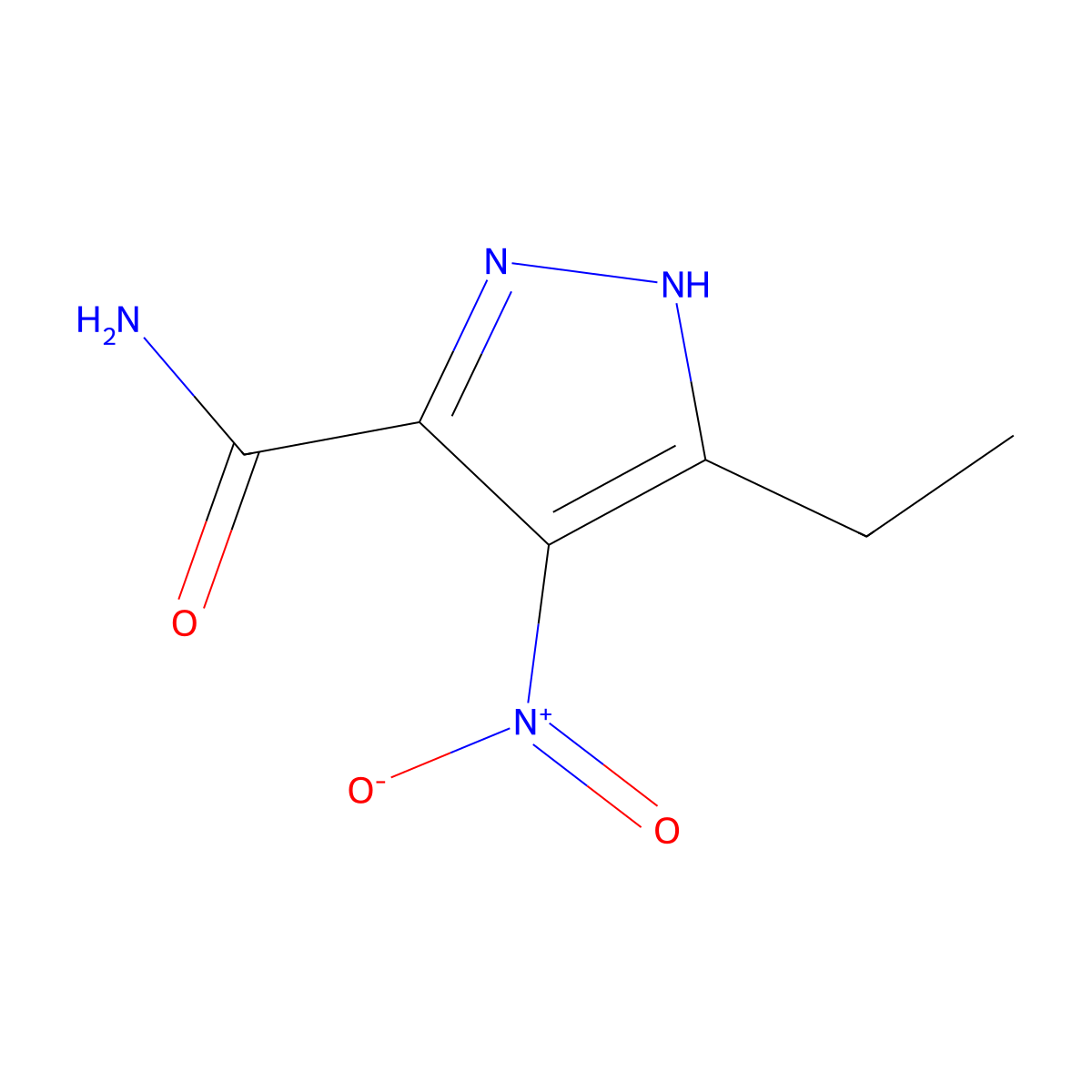 5-ethyl-4-nitro-1H-pyrazole-3-carboxamide molecular structure, CAS 215298-73-0