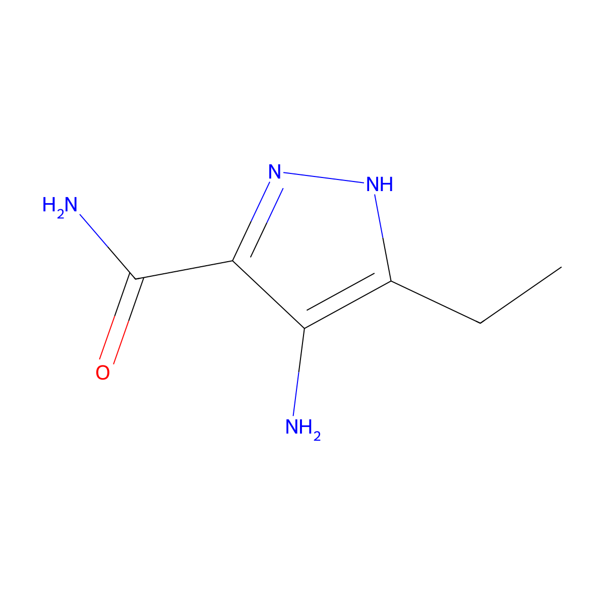 4-Amino-5-ethyl-1H-pyrazole-3-carboxamide molecular structure, CAS 215298-74-1