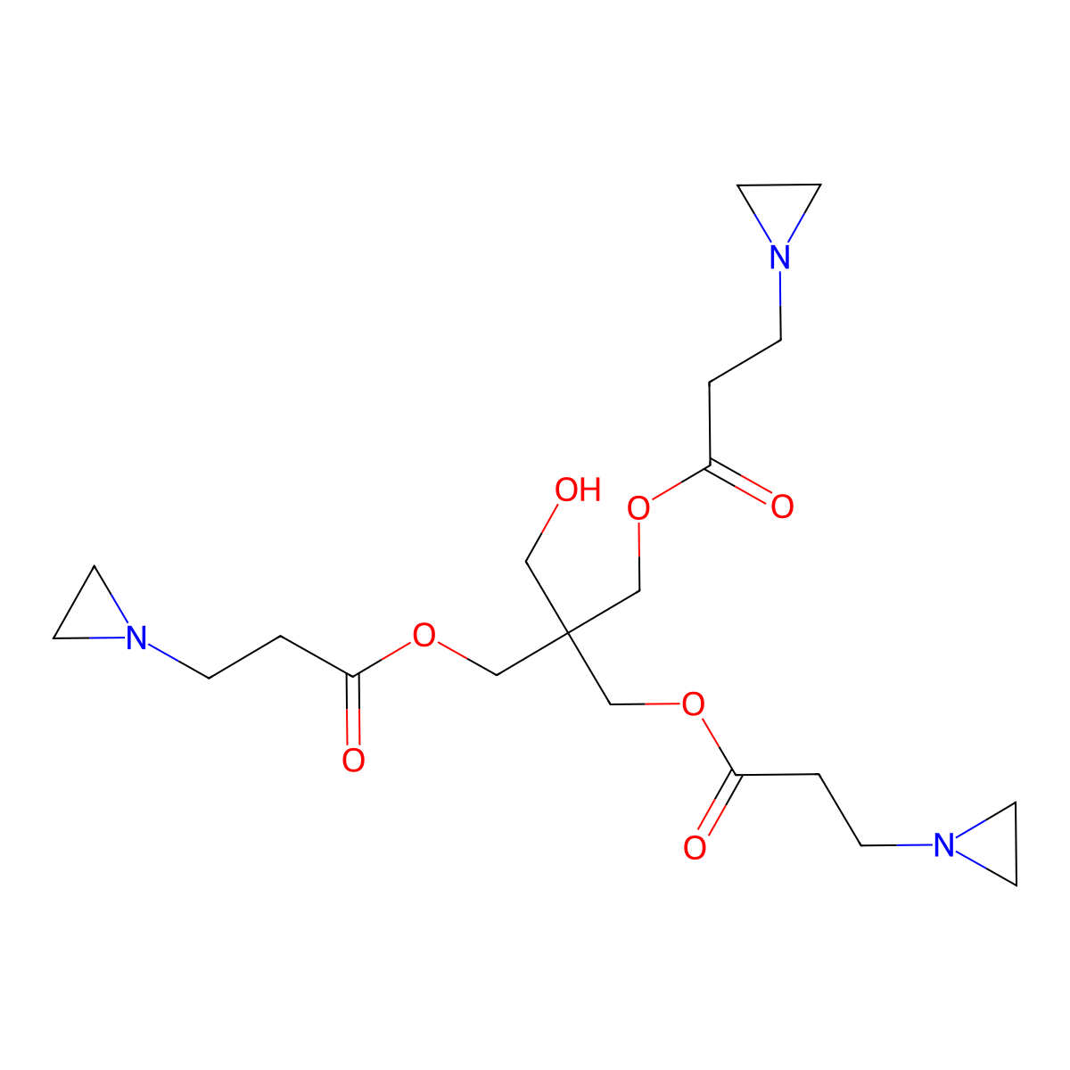 Pentaerythritol tris(3-(1-aziridinyl)propionate) molecular structure, CAS 215302-44-6
